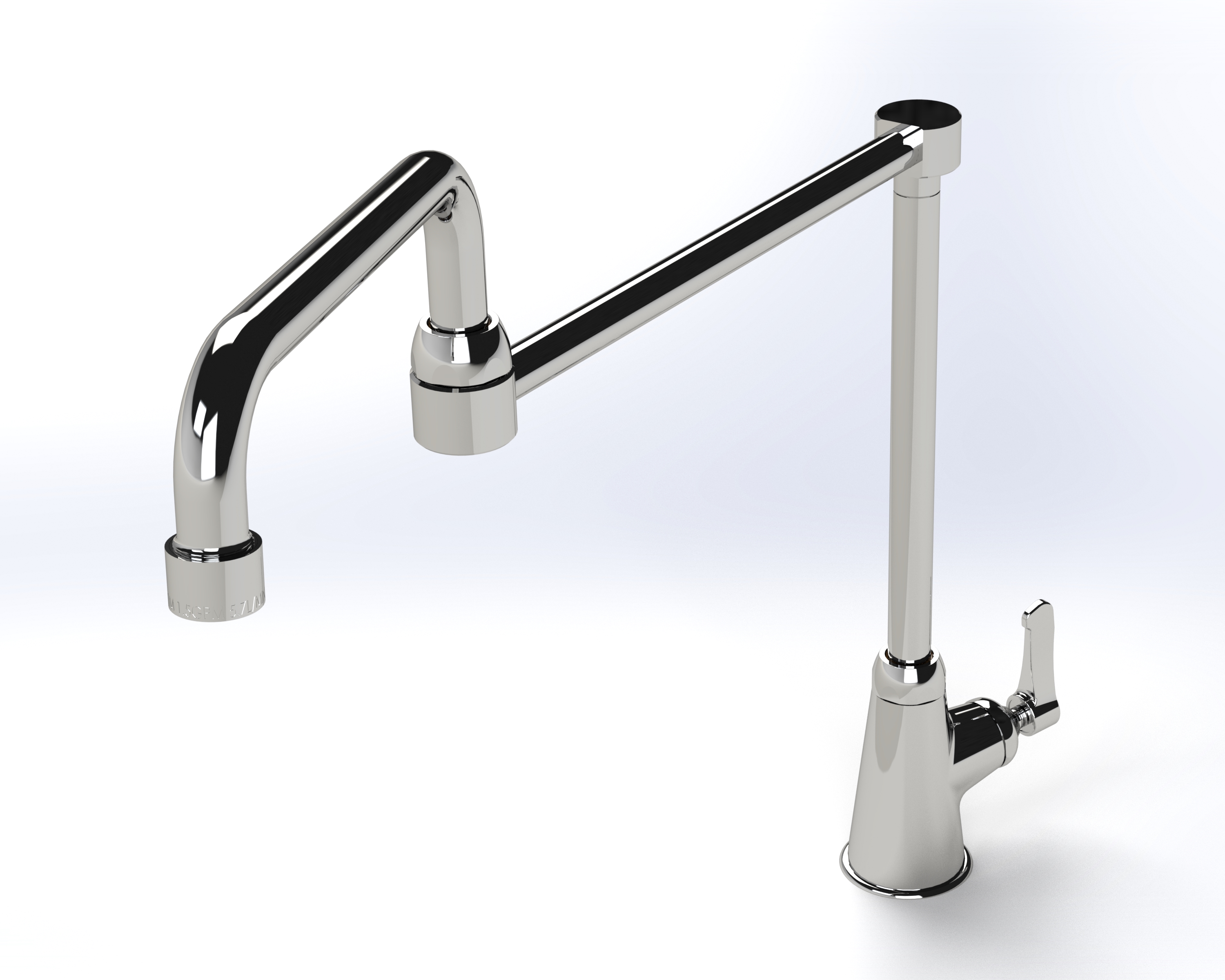 Pot Filler Faucet With a Single Hole Deck Mounted Control Valve
